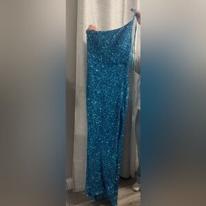 B. Smart Teal Sequin Prom Dress